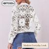 Women's Fashion Casual Solid Color Print Long Sleeve POLO Neck  Blouses & Shirts