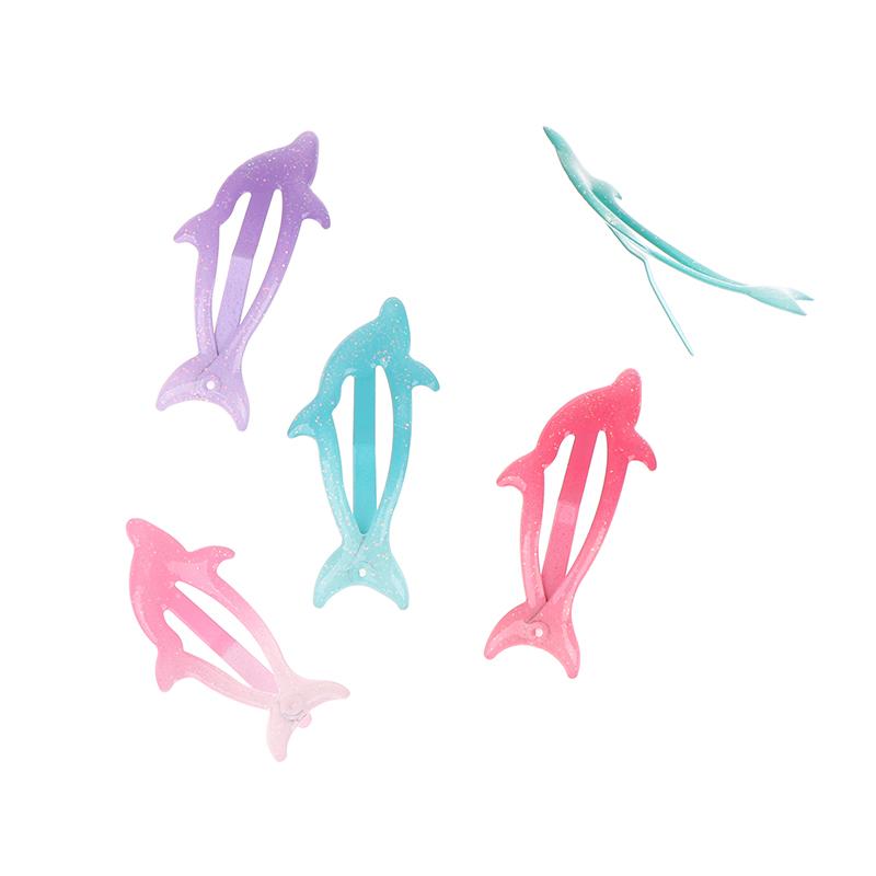 5Pcs Colorful Glitter Dolphin Bb Hair Side Clips Barrettes For Girls Women Child Holiday Party Gift Hair Accessories Headwear