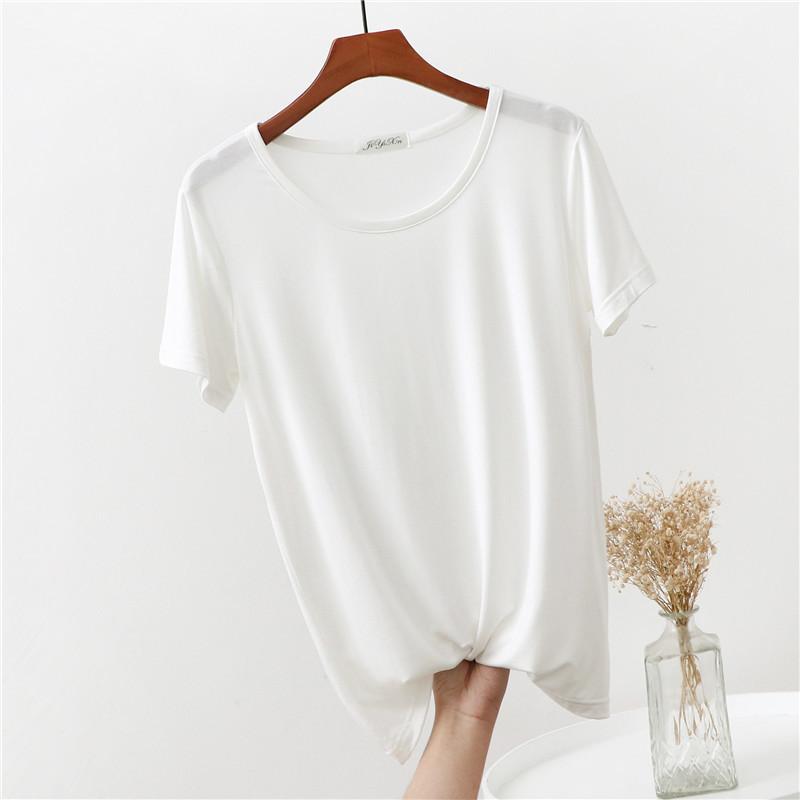 Women's Crew Neck Short Sleeve Tee Slim Fit Casual Modal Fabric Basic Daily Wear Top