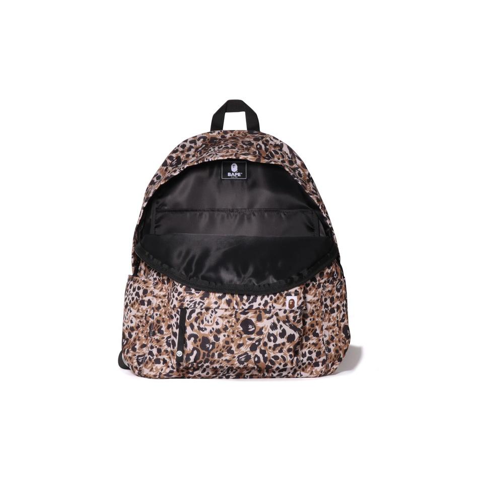 A Bathing Ape Pattern Fabric Backpack Unisex Backpack Leopard-Print 0ZXBGM004891P
