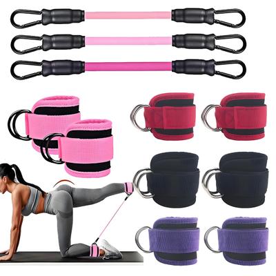 Fitness Ankle Strap with 3 Resistance Bands Glute Workouts Leg Training Kickbacks Booty Hip Abductors Body Exercise Ankle Resistance Bands with Cuffs