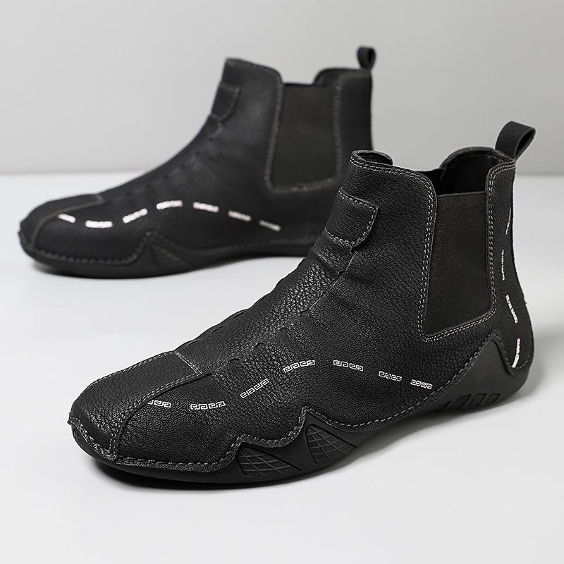 

Men s shoes autumn and winter new trendy versatile Chelsea men s boots high-top British style light casual soft-soled Martin boots 38 чёрный