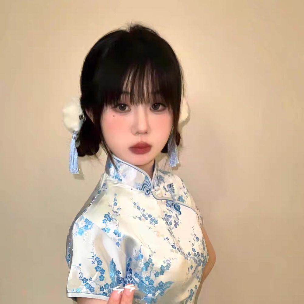 Cloth Chun-Li Hair Bun Clip Barrettes Chinese Style Hairpin  Cheongsam Headwear