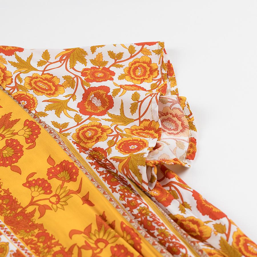 Spring 2025 Women's Rayon Print Short Sleeve Dress - European & American Style Fashion