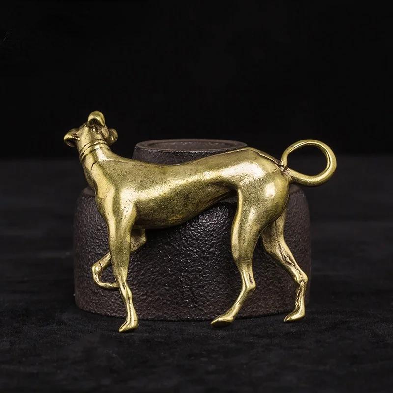 Tabletop Decoration Vintage Brass Animal Figurines Crafts Accessories Solid Brass Loyal Dogs Decorative Objects Gifts