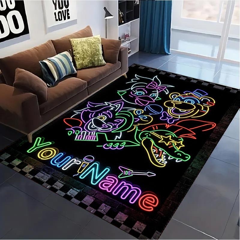 Name Custom FNAF Carpet Rug for Living Room Bedroom Home Sofa Decoration,Kids play Non-slip Floor Mat