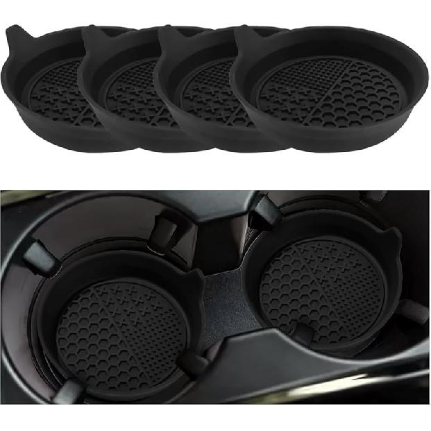 Mandark 4PCS Car Cup Holder Coaster, Silicone Anti-Slip Vehicle Ert Water Bottle Mat, Automotive Interior Ulation Drink Cup Pad Decor Accessories,