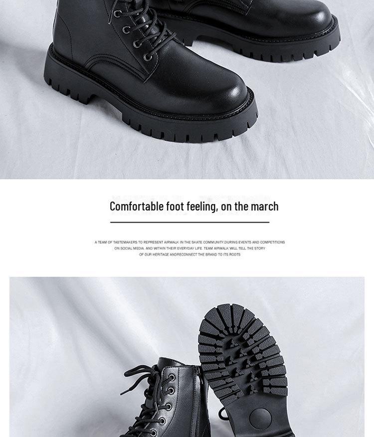 Pánské britské ležérní vysoké kožené boty Martin s bočním zipem, silnou podrážkou, styl 96116-R