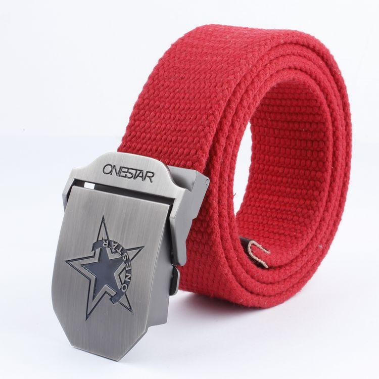 Black Five-Star Canvas Belt Headhunting Black Eagle Men's Automatic Buckle Belt Woven Leisure Good Supply