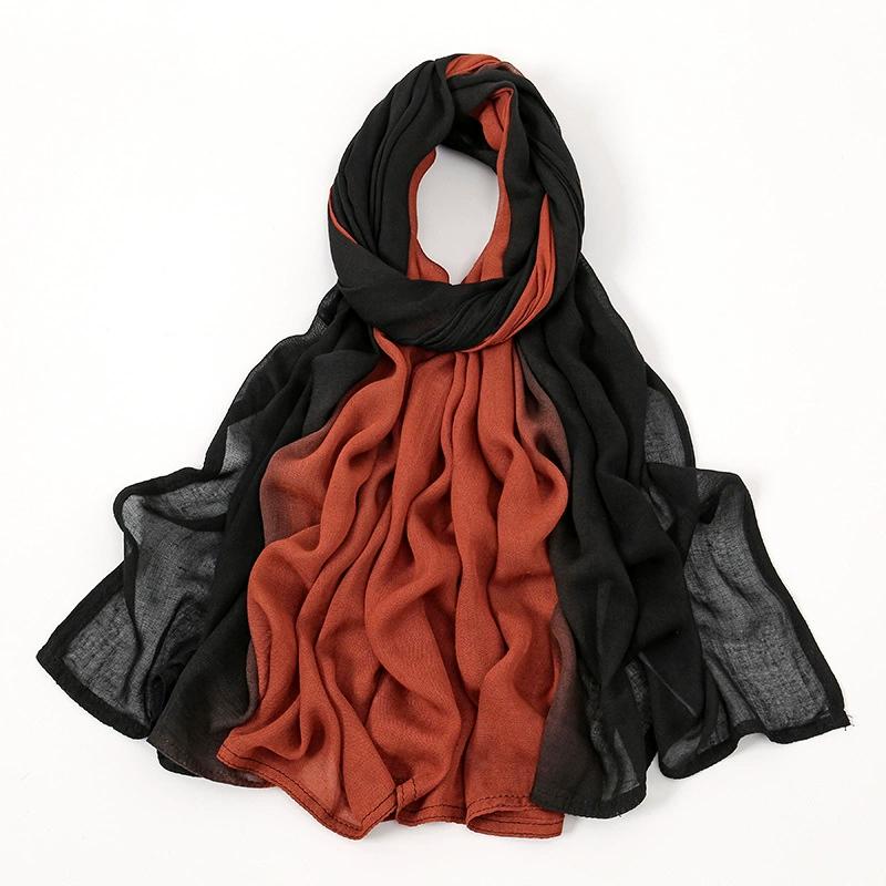 180*85Cm Muslim Viscose Hijab Scarf Women Gradient Color Cotton Feel Head Wrap Lady Soft Turban Scarves Solid Shawl Jersey Hijab