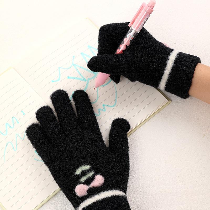 Korean Baby Wool Five Finger Gloves Unisex Kids School Children Cold Proof Knit Winter Mittens