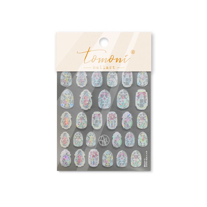 Tomoni Shell Light Nail Art Stickers - Popular Retro DIY Rococo Lattice Design for Phone Cases and Nails (4145)