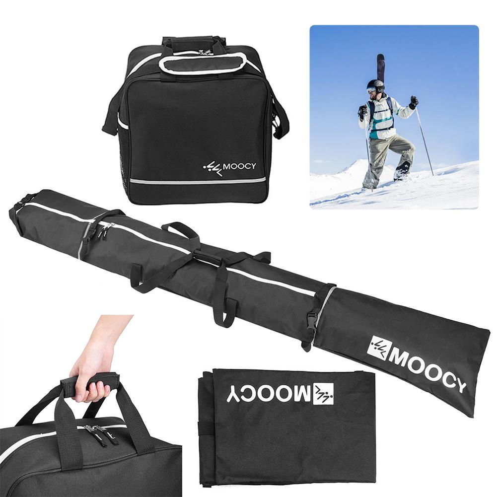 Snowboard Bag+Ski Boot Bag 2 Pcs Ski Set Ski Bag & Boot Bag Set Large Capacity Waterproof Travel Ski Boot Storage Bag Backpack