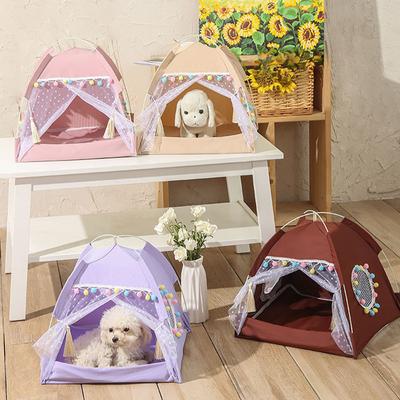 Pet Princess Çadırı Canlandırıcı Katlanabilir Küçük Köpek Evi Sivrisinek Kovucu Nefes Alabilir Polyester Köpek Evi Çadırı