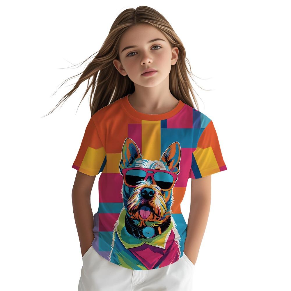 Summer Fashion Children's Clothing Creative Colorful Fun Animal 3D Printed T-shirt Comfortable Soft Breathable Casual Versatile Short Sleeve T-shirt