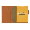 Rhodia No. 12 Horizontal Cover with Pen Holder, Genuine Leather (Made In Japan) with One RHODIA Notepad (Orange)