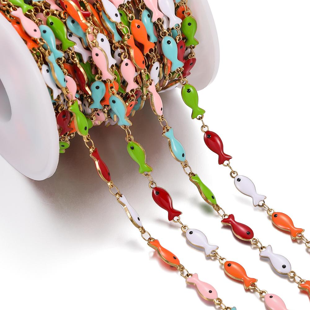 0.5m Colored Stainless Steel Enamel Chains Ocean Style Handmade Chains for DIY Bracelet Waist Chain Jewelry Making Chain