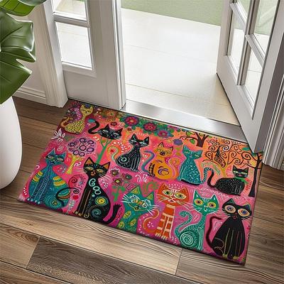 Colorful Cat Pattern Carpet Mat Rug Home Decoration Long Hallway Living Room Bedroom Floor Decor Artistic Creative Design
