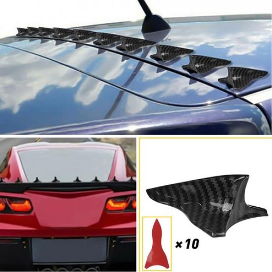 10X Shark Vortex Fin Diffuser Generator For Roof Car Spoiler Bumper Carbon Fiber