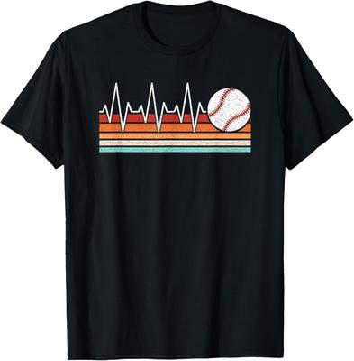 Baseballový Tep EKG Život Retro Grafické Tričko Prodyšné Bavlněné Tričko s Krátkým Rukávem Pro Muže A Ženy
