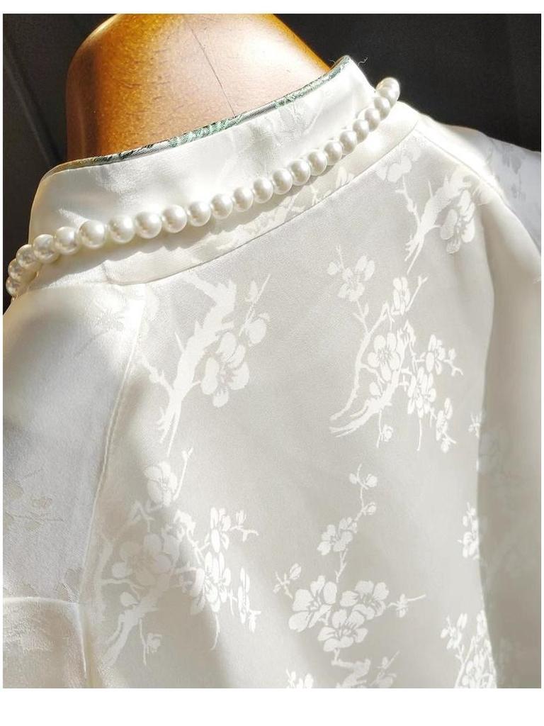 2024 Frühling Damen Guochao Acetat Satinhemd mit Retro Diagonaler Knopfleiste & Froschverschluss