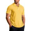 Men Dark Grey Waffle Knit Polo Shirt with Contrast Collar Cuffs Short Sleeve Casual Business Top
