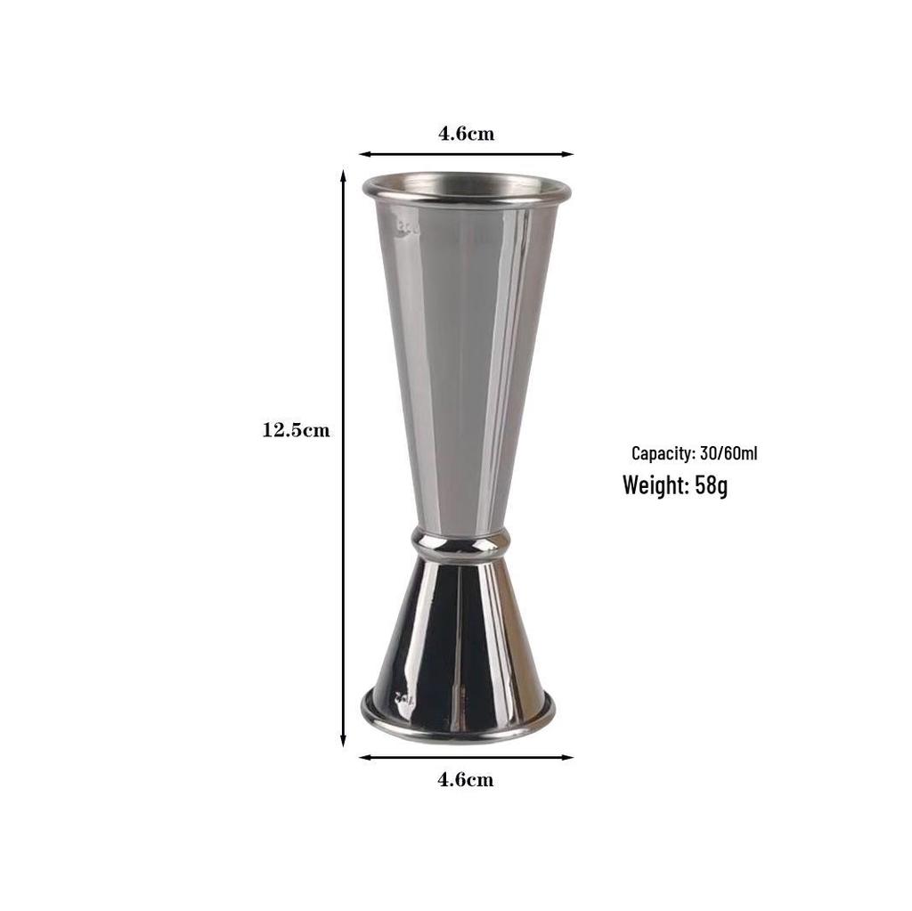 304 Stainless Steel Double-Headed Jigger with Rolled Edge - 30/60 Ounce Scale