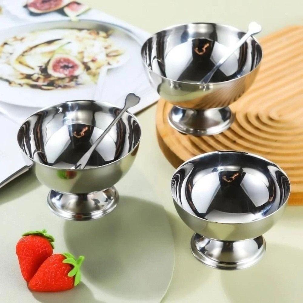 Stainless Steel Dessert Cup Round Vintage Serving Bowls Multi-function Pudding Bowl Kitchen Tools