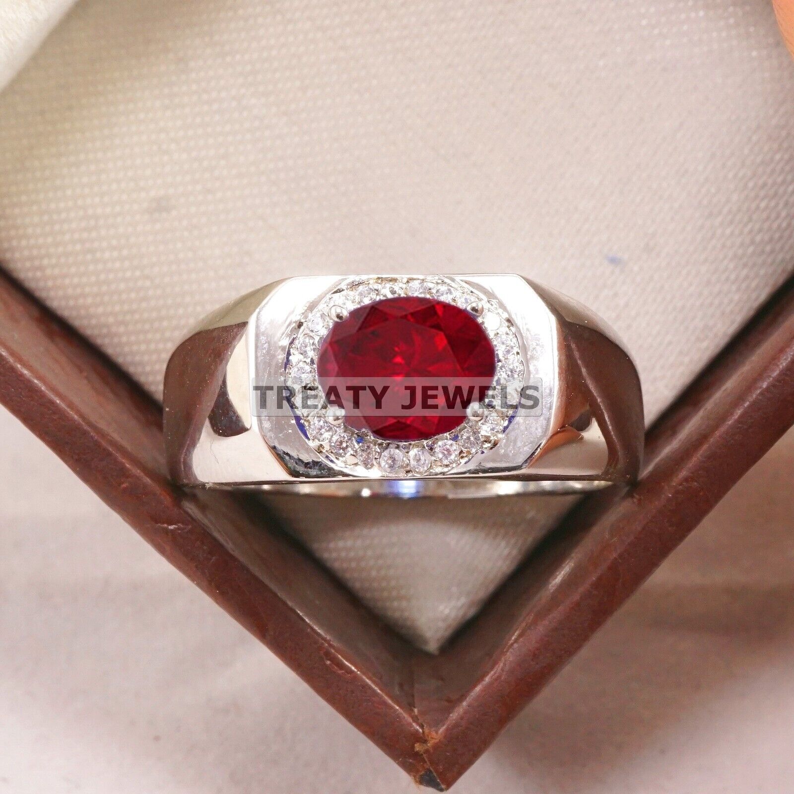 

Ruby Oval Cut Gemstone With 925 Sterling Silver Ring For Men s #B540 JL375686393510 4-16 US срібний
