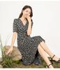 V-neck floral fashionable age reducing dress