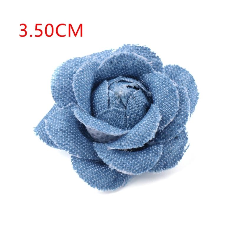 5pz Tessuto di Cotone Denim Coreano Fiori Vestiti Cappelli Decorazione Abito Fiori Accessori per Capelli Fai da Te Scrapbooking Materiali per Artigianato