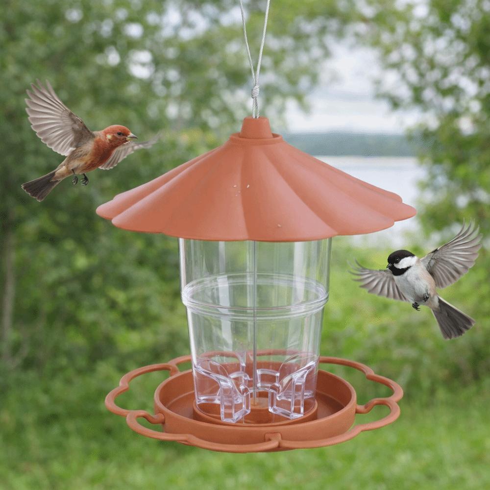 Folding Hanging Wild Bird Feeder Waterproof with Lanyard Hummingbird Feeder Gazebo Style Large Capacity Automatic Bird Feeder