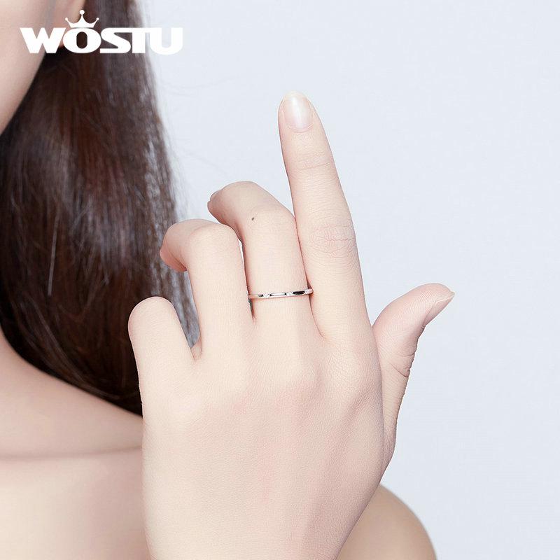 WOSTU Bague minimaliste en argent Sterling 100% véritable 925 pour femmes, bagues de mariage délicates
