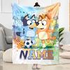 Bluey Soccer Adventure Customize Text Blanket Cozy Customizable Blanket Comfortable Great for Bedding Couch Sofa Office Chair Four Seasons Universal