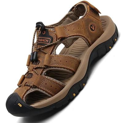 Men's Leather Sandals Summer Shoes Mens Sandals Fashion Casual Outdoor Beach Slippers Breathable Wading Shoes