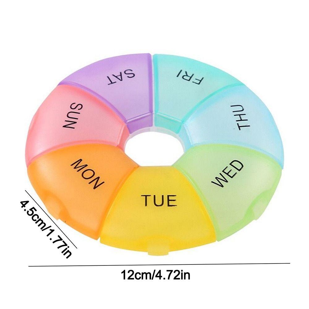 7 Fächer Sieben Tage Pillendose Rundes Pillenfach Tragbarer Tablettenbehälter für Zuhause und Reise