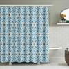 Modern Moroccan Tile Pattern Shower Curtain Blue White Geometric Design For Bathroom Decor Waterproof Fabric Shower Panel