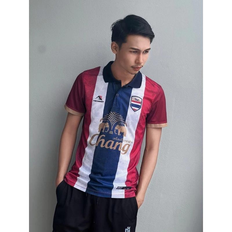 THAILAND National Football Soccer Vintage JERSEY CHEER Fan Version Schnelltrocknendes Shirt Polo Polyester Kurzarm Uniform Elefantenlogo Sport Outdoor
