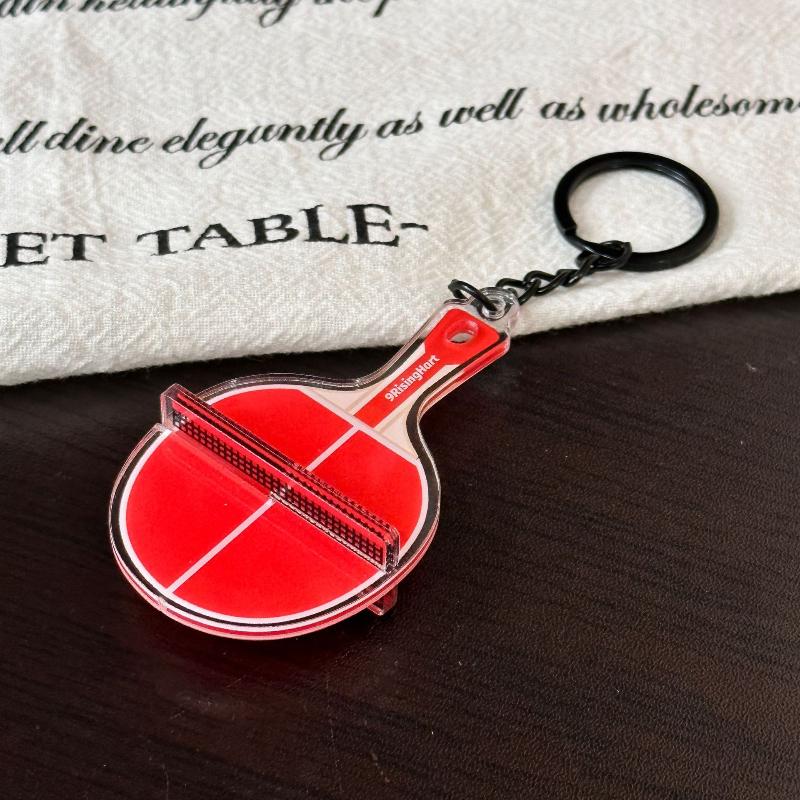 Acrylic Ping Pong Table Keychain Double Sided Mini 3D Sports Keyring Bag Pendant Car Key Chains Souvenir Gift