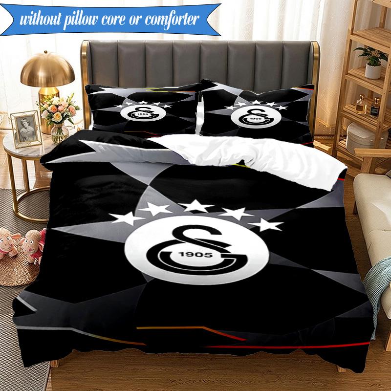 3PCS Galatasaray Football Club Crest Bedding Set 2D Printing (Includes 1 Duvet Cover + 2 Pillowcases Coreless), Bedroom decor,Fan gift