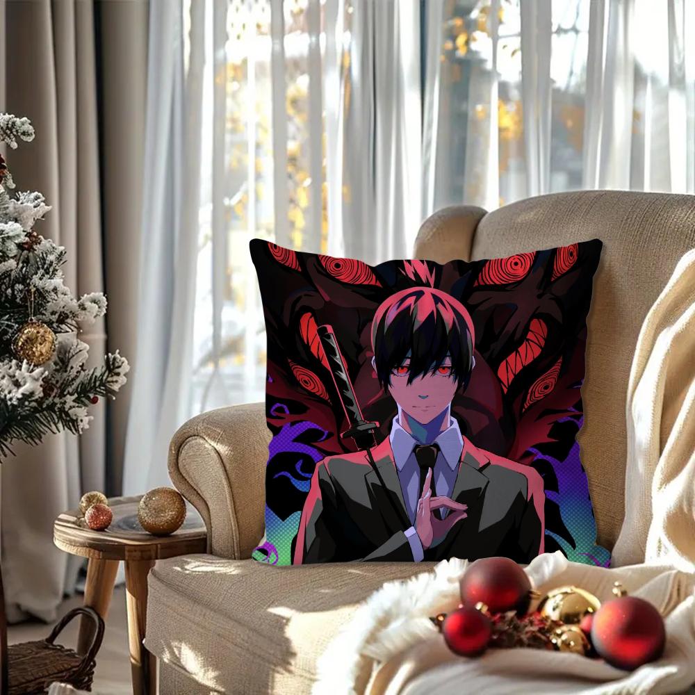 Hayakawa Aki Anime Chainsaw Man Pillow Case Square Pillow Bedroom Sofa Leisure Comfort CushionLiving Room Home Decoration 40X40