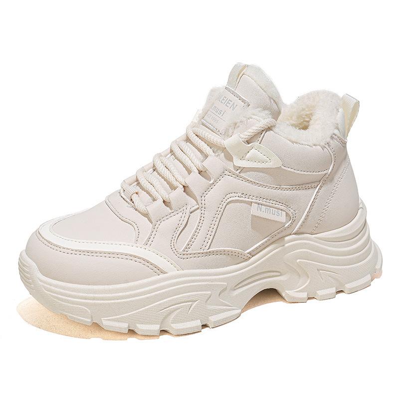 High-top Velvet Dad Shoes 22 Winter New Thickened Warm Cotton Shoes Thick-soled Heightening Sports Shoes Casual Shoes