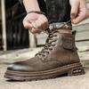 Golden Sapling Retro Motorcycle Boots for Men High Quality Soft Leather Basic Ankle Boot Male Winter Spring Platform Flats Shoes