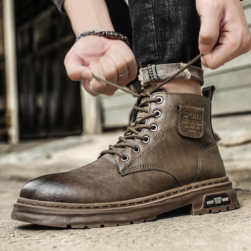 Golden Sapling Retro Motorcycle Boots for Men High Quality Soft Leather Basic Ankle Boot Male Winter Spring Platform Flats Shoes