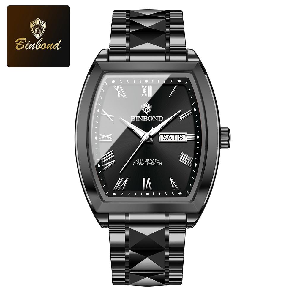 Barrel-shaped men's watches men's high-end business men's watches in the elderly waterproof luminous ten