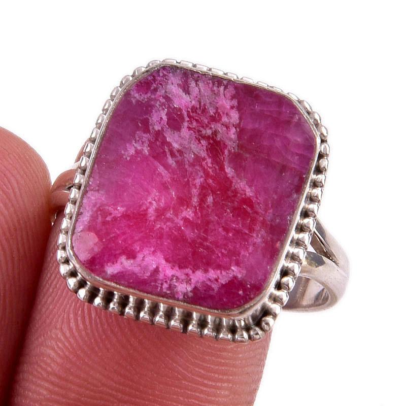 

Red Ruby(Simulated) Gemstone Handmade 925 Sterling Silver Gift Ring S.9.5 D6F73