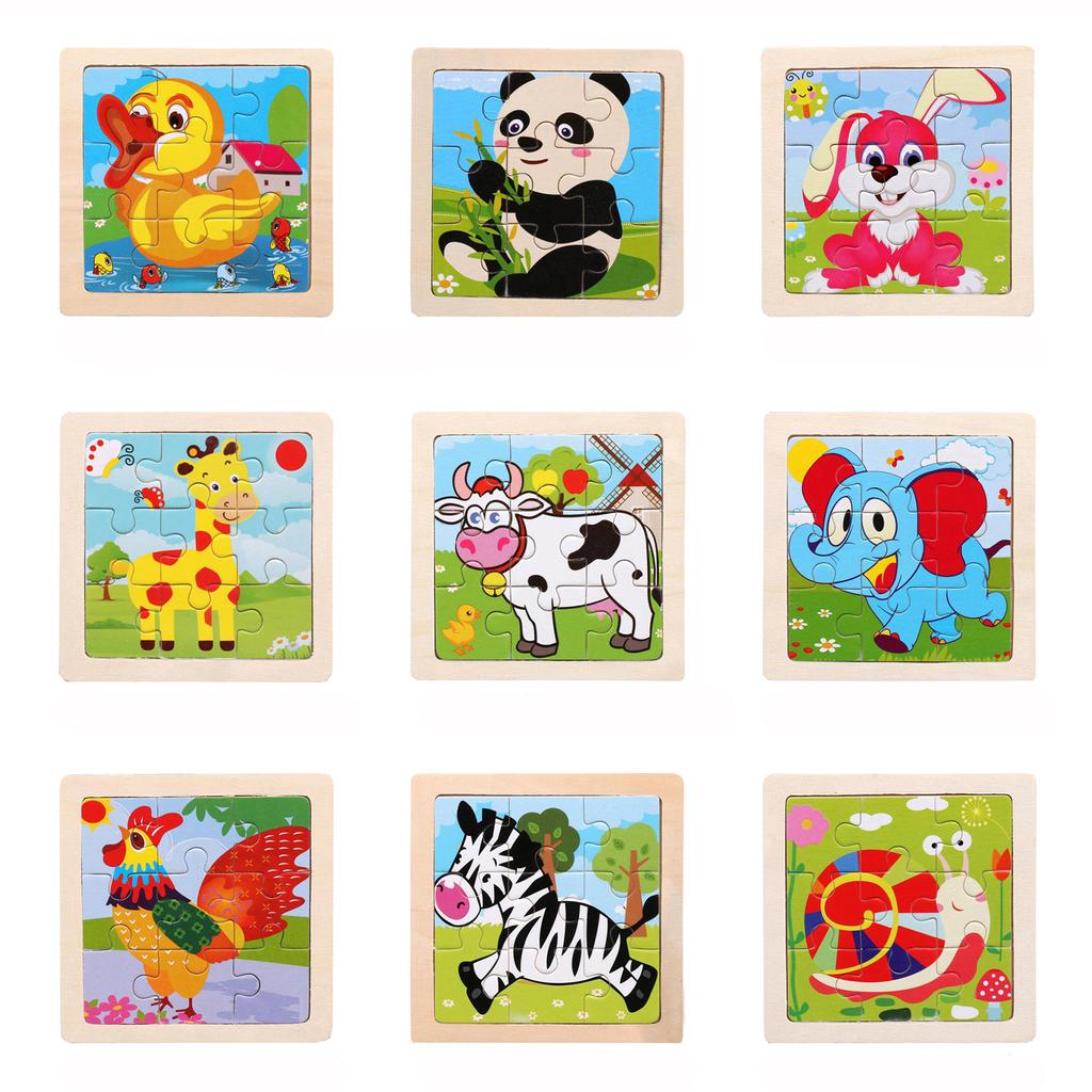 11cm/4.33in Holzpuzzle Cartoon Tier Verkehr Auto Holzpuzzles für Kinder Montessori Spiele Kinderspielzeug