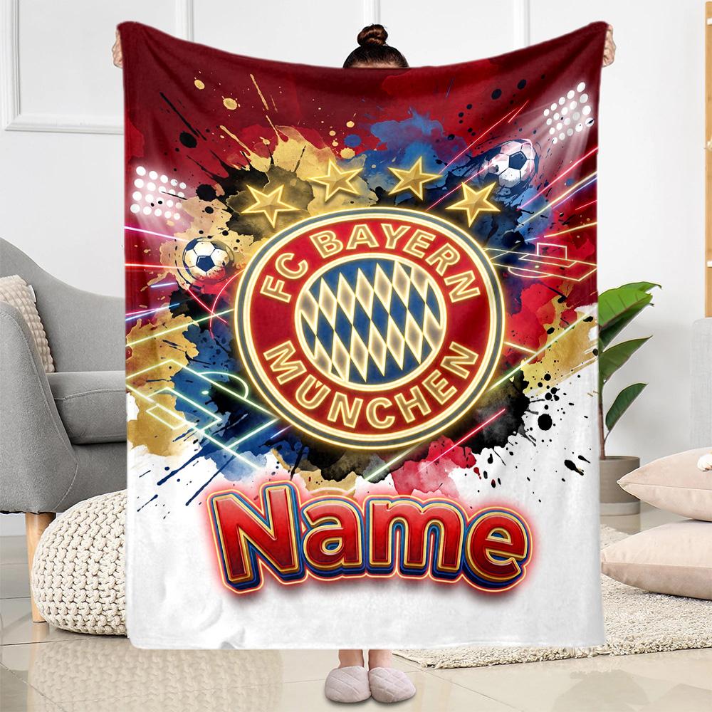 Bayern Munich Fan Gear Customize Your Name Blanket Lightweight Customizable Blanket Soft Warm Cozy for Chair Bed Couch Sofa for All Occasions