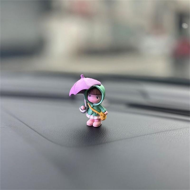 Cute Umbrella Couple Car Interior Decoration Action Figures Auto Rearview Mirror Dashboard Ornaments For Car Accessories