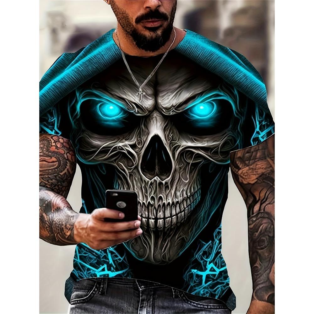 Men s skull t-shirt 3d printed skull o-neck t-shirt oversized t-shirt short sleeve t-shirt sportswear men s clothing tops XL